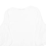 ZARA Womens Blouse White V-Neck Puff Sleeve Viscose M