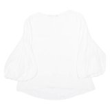 ZARA Womens Blouse White V-Neck Puff Sleeve Viscose M