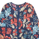 ZARA Womens Printed Blouse Blue V-Neck Long Sleeve Viscose Floral S