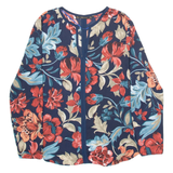 ZARA Womens Printed Blouse Blue V-Neck Long Sleeve Viscose Floral S