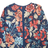 ZARA Womens Printed Blouse Blue V-Neck Long Sleeve Viscose Floral S