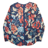 ZARA Womens Printed Blouse Blue V-Neck Long Sleeve Viscose Floral S