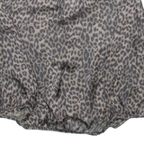 ZARA Womens Printed Blouse Brown V-Neck Puff Sleeve Animal Print M