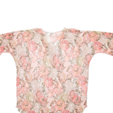 Womens Oversized Blouse Red Long Sleeve Floral M