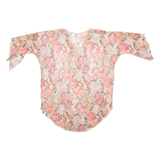 Womens Oversized Blouse Red Long Sleeve Floral M