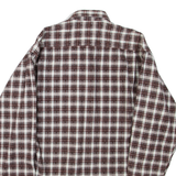 WORLD OF BASIC Mens Flannel Shirt Brown Check Long Sleeve M