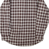 WORLD OF BASIC Mens Flannel Shirt Brown Check Long Sleeve M