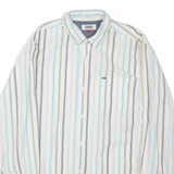 TOMMY HILFIGER Mens Shirt White Striped Long Sleeve S
