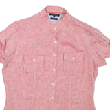 TOMMY HILFIGER Womens Plain Shirt Pink Linen S