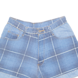 OSCAR FASHION Turn Up Womens Denim Shorts Blue Relaxed 90s Check M W28