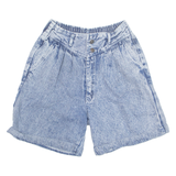 High Waisted Turn Up Womens Denim Shorts Blue Relaxed 90s S W25