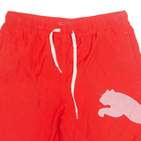 PUMA Mesh Lined Mens Swimming Shorts Red Relaxed M W28