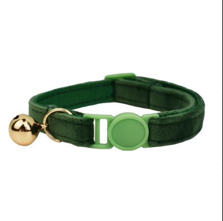 Anypet Small Dark Green Cat Collar with Safety Buckle, Bell & Durable Adjustable Strap – Stylish Comfortable Pet Accessory for Cats