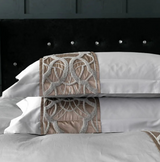 Anycozy Duvet Cover Set – 4-Piece Grey Brown Egyptian Cotton Embroidered Vintage Bedding