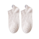 Anyfootwear 5 Pairs One Size 4-5 Beige Fashion Funny Unisex Cotton Short Socks 3D Stereoscopic Heel Embroidery Cute Candy Color Casual Socks