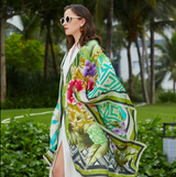 Anyyou 100% Mulberry Silk Avocado Green Long Scarf for Women Luxury Beach Shawl Swimwear Cover-Up Pashmina Wrap Foulard