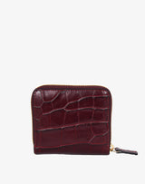 hyer goods recycled leather zip around wallet burgundy wine croco embossed#color_burgundy-croco