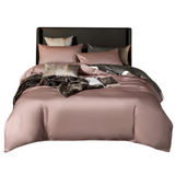 Anycozy Queen Bed Sheet Set – Pink & Deep Grey Ultra‑Soft Luxury Egyptian Cotton Bedding Cover, 4‑Piece Ensemble