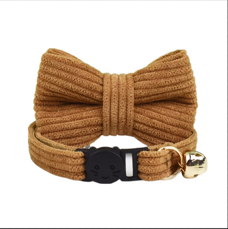 Anypet Small Choco Brown Bow Cat Collar with Safety Buckle, Bell & Durable Adjustable Strap – Stylish Comfortable Pet Accessory for Cats