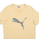 PUMA Mens Beige T-Shirt L Short Sleeve Crew Neck Cotton Blend Camouflage Print