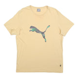 PUMA Mens Beige T-Shirt L Short Sleeve Crew Neck Cotton Blend Camouflage Print