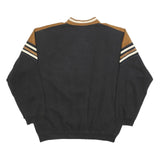 Mens Black & Brown Cotton Blend Collared Sweatshirt L Vintage Style Casual