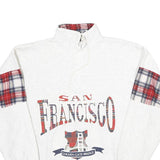 Mens White Sweatshirt San Francisco Golden Gate Bridge Half Zip M Plaid Detail