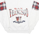 Mens White Sweatshirt San Francisco Golden Gate Bridge Half Zip M Plaid Detail