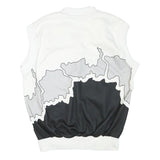 CARLO MAGGIO Mens White & Grey Black Abstract Pattern V-Neck S Sleeveless