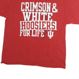 PRO EDGE Mens Red Crimson & White Hoosiers For Life Graphic T-Shirt L Crew Neck