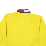 TOMMY HILFIGER Mens Yellow Pullover Plain Crew Neck Basic Knit Jumper L Fleece