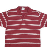 CUCAMONGA Mens Maroon & White Striped Short Sleeve Polo Shirt M Casual Comfort