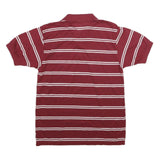 CUCAMONGA Mens Maroon & White Striped Short Sleeve Polo Shirt M Casual Comfort