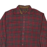 ST JOHNS BAY Mens Red & Grey Checked Shirt XL Button Front Casual Cotton Blend