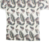 ANCHOR BLUE Mens Cream Navy Leaf Print Short Sleeve Polo Shirt M Cotton