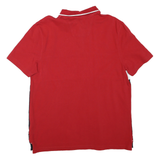 NAUTICA Mens Red & White & Navy Cotton Blend Polo Shirt Short Sleeve L Classic