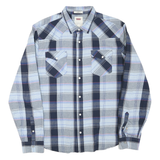LEVI'S Mens Blue & Grey Plaid Shirt L Cotton Blend Casual Long Sleeve Button
