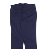 CALVIN KLEIN Womens Cotton Blend Navy Regular Fit Trousers W31 L27 Zip Casual
