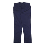 CALVIN KLEIN Womens Cotton Blend Navy Regular Fit Trousers W31 L27 Zip Casual