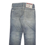 TRUE RELIGION Womens Regular Blue Denim Medium Wash W28 L28 Distressed Zip Jeans