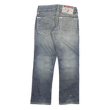 TRUE RELIGION Womens Regular Blue Denim Medium Wash W28 L28 Distressed Zip Jeans