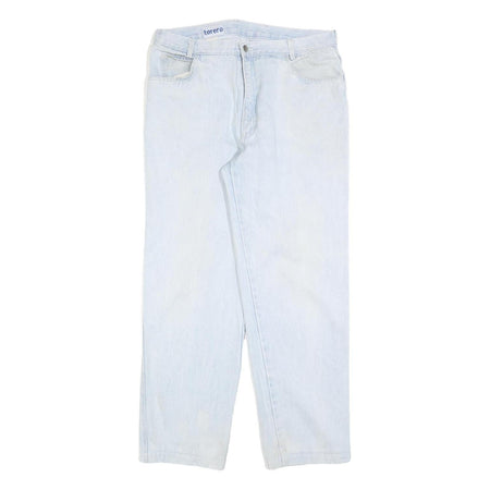 TORERO Womens Regular Fit Light Blue Denim Jeans W34 L30 Cotton Blend Zip