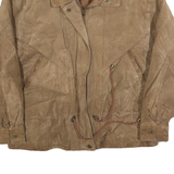 BEYOND LEATHER Womens Beige Suede Jacket S Woven Zip Closure Casual Outerwear