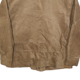 BEYOND LEATHER Womens Beige Suede Jacket S Woven Zip Closure Casual Outerwear