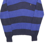 POLO RALPH LAUREN Boys Navy & Blue Striped Pattern Shawl Collar Chunky Knit