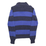 POLO RALPH LAUREN Boys Navy & Blue Striped Pattern Shawl Collar Chunky Knit