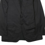 Mens Black Classic Button Jacket L Polyester Blend Plain Elegant Formal