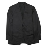 Mens Black Classic Button Jacket L Polyester Blend Plain Elegant Formal