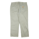 WRANGLER Mens Regular Beige Cotton Blend Zip Trousers W35 L27 Classic Straight