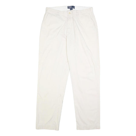 POLO RALPH LAUREN Mens Cotton White Regular Fit Straight Leg Trousers W33 L32